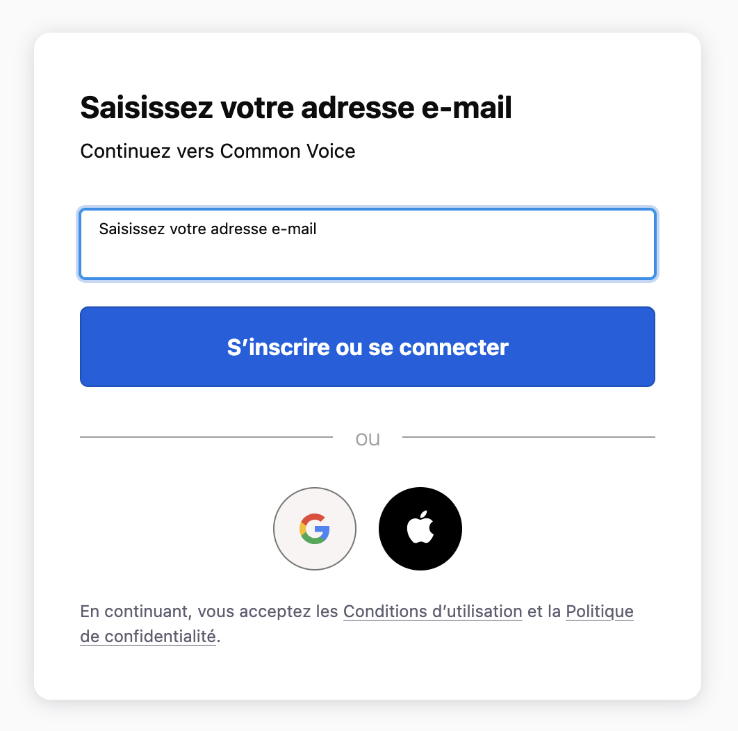 login Common Voice